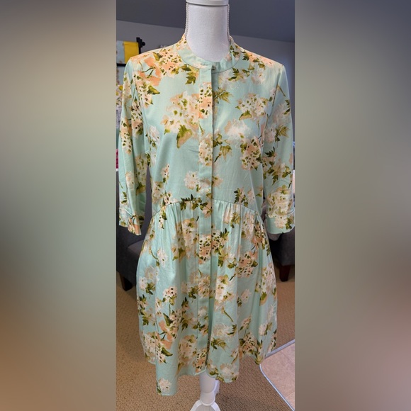 Tuckernuck Aqua Watercolor Royal Shirt Dress Small - Picture 4 of 10